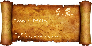 Iványi Ráfis névjegykártya